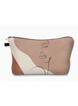 Pochette visage maron/beige