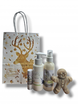 Sac Noël - 1 savon pain épice 70g + 1 lait démaquillant (au choix) + 1 lait corporel (au choix) + 1 Baume à lèvres