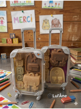 VALISE ECOLIER + 1 SAVON LETTRE MERCI + 2 SAVONS CARTABLE 30g