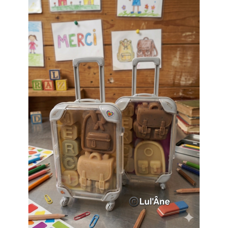 VALISE ECOLIER + 1 SAVON LETTRE MERCI + 2 SAVONS CARTABLE